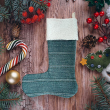 Load image into Gallery viewer, Evergreen Christmas Stocking, Grey Cotton Back
