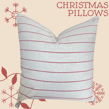 Load image into Gallery viewer, Linen Candy Cane Striped Christmas Pillow Cover, Off White Cotton Back
