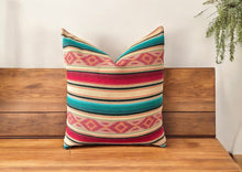 Load image into Gallery viewer, Western Blanket Inspired Twill Pillow Cover with Cotton Back and Rose Gold Zipper
